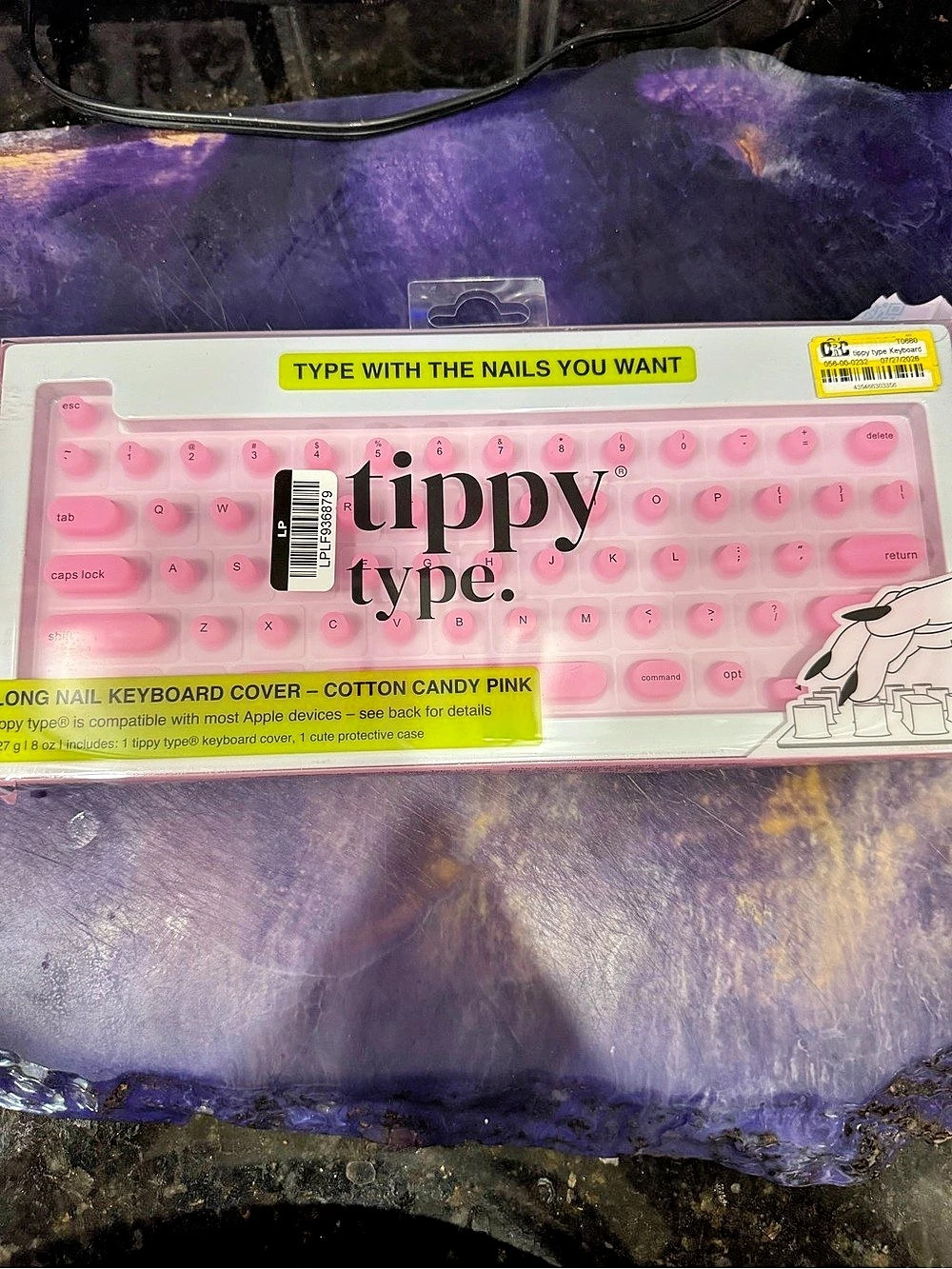 tippy type. Long Nail Keyboard Cover. Cotton Candy Pink